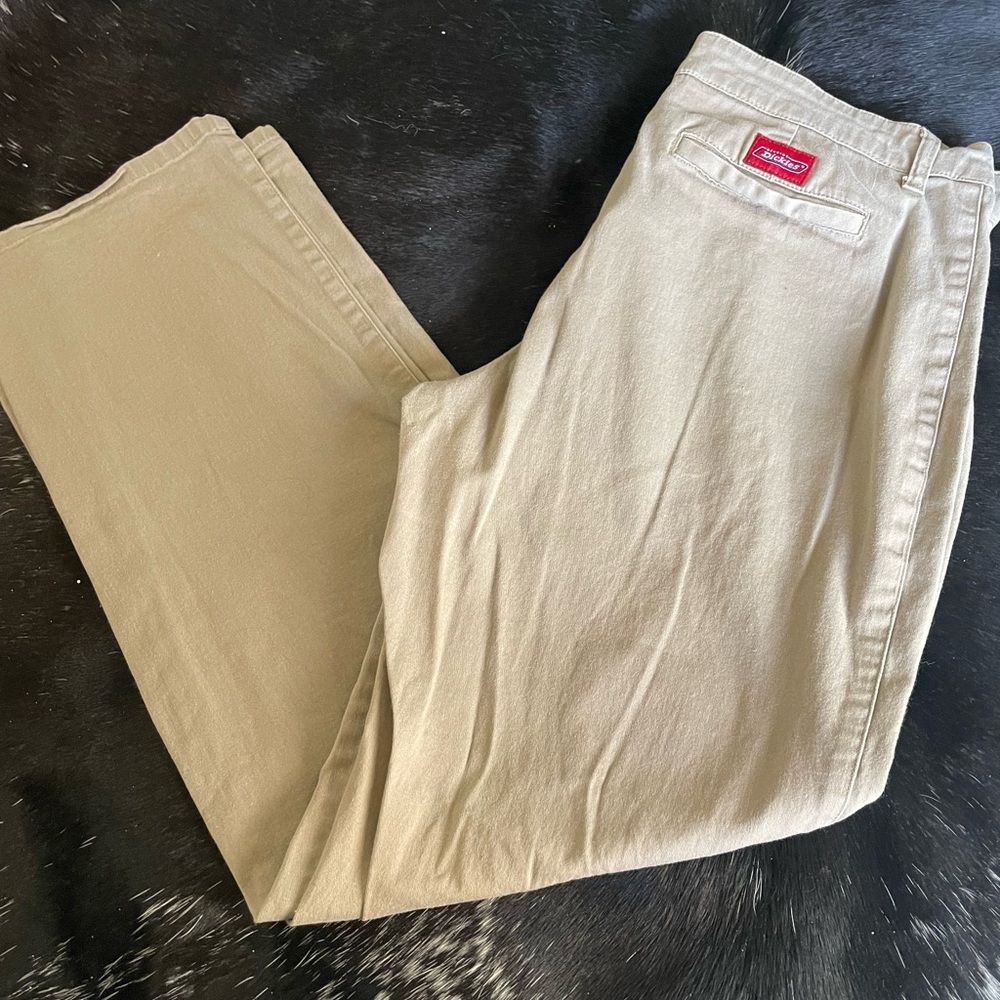 Dickies Khaki Pants Size 17 Flat Front‎ Back Pocket